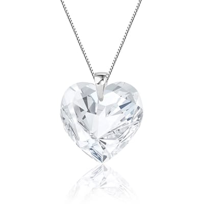 Montebello Ketting Posidonia - 925 Zilver Gerhod.- Swarovski Hart - Ø18mm - 45cm