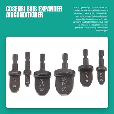 Dailygoods - Buis Expander - Airconditioner Installatie - 6 Stuks - Koperen Leidingen - Professionele Tool Set - Geschikt voor Thuisgebruik