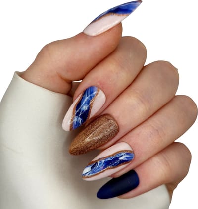 SD Press on Nails - No. 95 Vamos a Marte - Plaknagels - Gelnagels - Handgemaakt - 20 stuks - Gellak - Nagellak - Lang Stiletto Nageltips - Nepnagels met Lijm - Kunstnagels - Nail Art - Handmade - Valse nagels - Nagelvijl - Accessoires - Lange Nagels