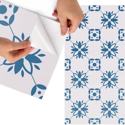 Tulup Meubelfolie - Eenvoudige tegels Wrapfolie Keuken - 75x150 cm - Blauw Meubelfolie - Wrapfolie Keuken - Minimalist Meubelfolie - Decoratiefolie - Tafeldecoratie - Achtergronden en patronen