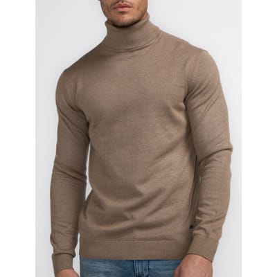 Petrol Industries Heren Coltrui - Regular Fit Trui - Truien - Pullover - Bruin - Maat L