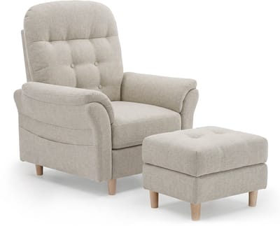 COMHOMA - Relaxstoel met Ligfunctie - Chenille met Hocker en 4-stand Rug - Beige