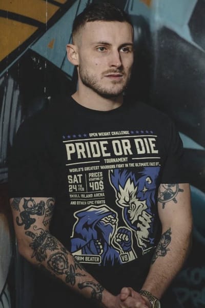 PRiDEorDiE Versus T Shirt Zwart - XXXL