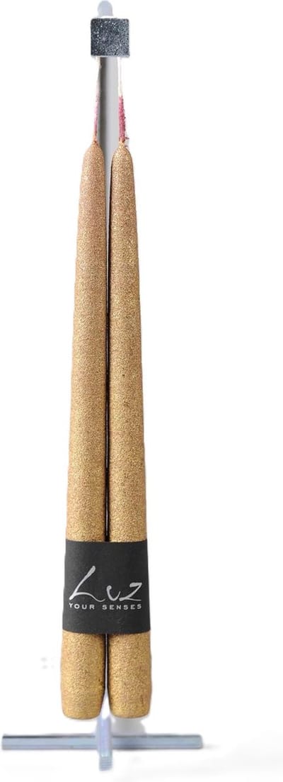 Rasteli Luz Your Senses Metal Kaars-Dinerkaarsen Goud-Avond Goud D 2,20 cm H 30 Voordeelaanbod van 2 x 2