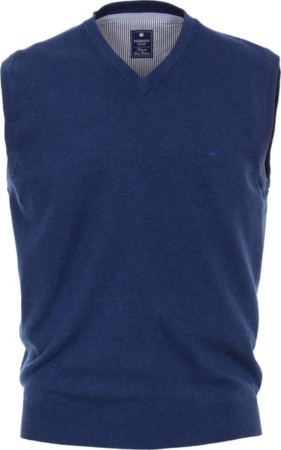 Redmond heren spencer katoen - V-hals - jeansblauw