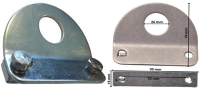 90 x 74 x 18 wandoog - bevestigingsoog - aanhanger bevestigingspunt - wand sjor oog - sjorring voor zijpanelen van een aanhanger