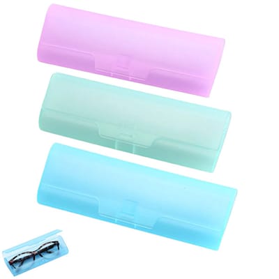 3stuks-Brillenetui-Draagbaar brillenetui voor leesbrillen-Transparant brillenetui voor brillen op sterkte - Opbergdoos met klep - Harde beschermhoes voor brillen - Opbergdoos voor zonnebrillen - Groen, blauw, roze - 149*54*30 mm - Brillenaccessoires