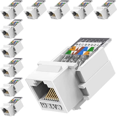 Dailygoody - RJ45 Keystone Jack - Toolless Ethernet Wall Jack - 10 Stuks - Voor Cat5e/Cat6 - Eenvoudige Installatie - Betrouwbare Verbinding - Ge
