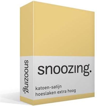 Snoozing - Katoen-satijn - Hoeslaken - Extra Hoog - Tweepersoons - 120x200 cm - Geel