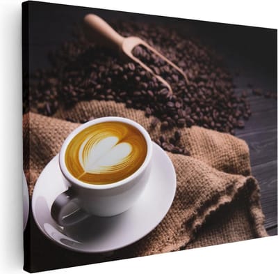Artaza Canvas Schilderij Koffie - 80x60 cm - Wanddecoratie Keuken - Muurdecoratie Stilleven - Schilderijen Op Canvas
