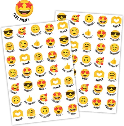 Emoji Stickervellen Franstalig - 105 Stickers Frans - Franse Stickers - Franse Les