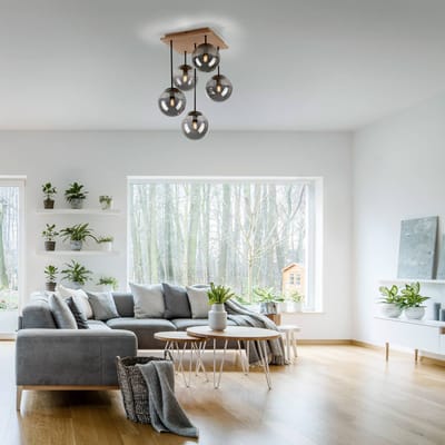 JUST LIGHT. GmbH Green Widow plafondlamp, glazen bollen, 5-lamps