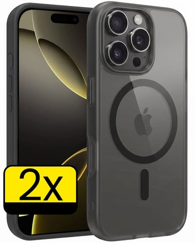 Hoesje - 2 Stuks - Geschikt voor Apple iPhone 16 Pro - Magsafe Compatible - Sterk & Shockproof - Back Cover - Shock Proof Case - Telefoon Hoes - Telefoonhoesjes - Zwart