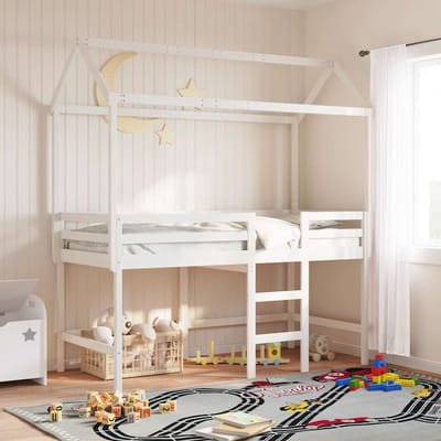 vidaXL - Kinderbedhuisje - 217x95,5x159 - cm - massief - grenenhout - wit