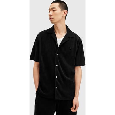 AllSaints Felix Ss Shirt Jet Black Taglia: XS | Camicie Casual Outlet | Uomo | Nero