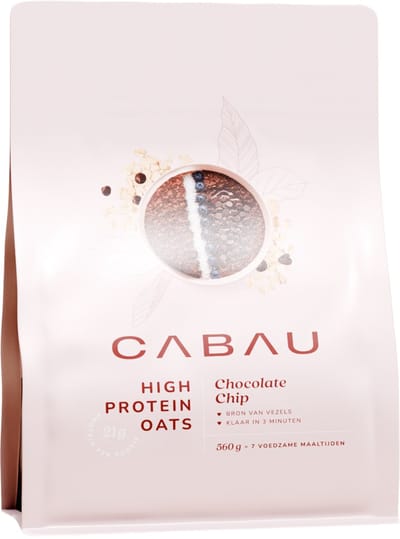 Cabau – High Protein Oats – Chocolate Chip – Eiwitrijke Havermout, 21 g Eiwit per Portie – Klaar in 3 Minuten – Rijk aan Vezels – 560 g (7 Porties)