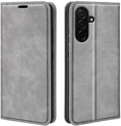 MobyDefend Hoesje - Geschikt voor Samsung Galaxy A27 - Luxe Wallet Bookcase (Magnetische Sluiting) - Grijs
