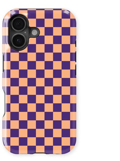 Design Hoesje geschikt voor iPhone 17 | Geschikt Voor Mag | Tiny Squares Checkered Print | Backcover geschikt voor iPhone 17 Pixel Peach
