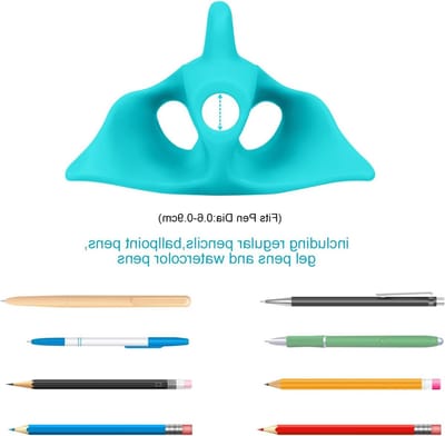 Ergonomische Potloodgrepen voor Kinderen, 3 Stuks Schrijfhulpmiddelen met 6 Cartoon Pen Caps voor Links- en Rechtshandigen