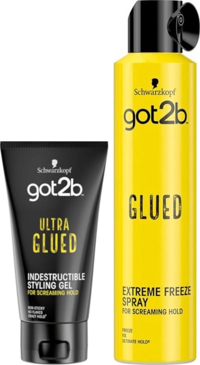 Schwarzkopf got2b Freeze Spray & Ultra Glued Invincible Styling Gel 2 Pack