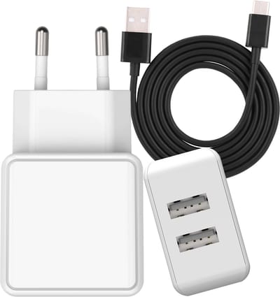Usb Adapter 2 Poorten + usb C Kabel 2 Meter - Oplader voor Libra Colour, Clara BW, Elipsa 2E, PocketBook Era en usb C Tablets - GSM / Mobiele Telefoon / E-reader Oplader