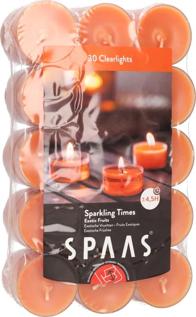 Geurkaarsen - Kaarsen - Waxinelichtjes met geur - Exotic Fruits - Ideale sfeermakers in huis - Sfeerverlichting - Set van 30 stuks - 4.5 uur brandtijd per kaars - Ø 4 x 2 cm - Oranje