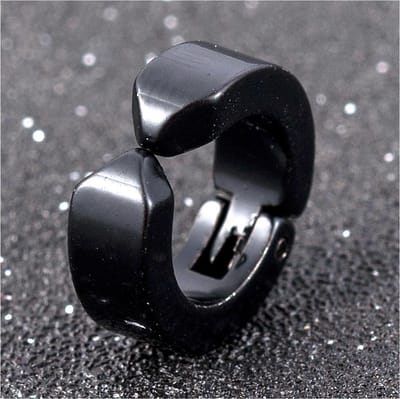 Cabantis Clip-onn Oorbel-Neuspiercing 12 mm|Oorbellen dames|Oorbellen Unisex|Fake Piercing|RVS|Zwart
