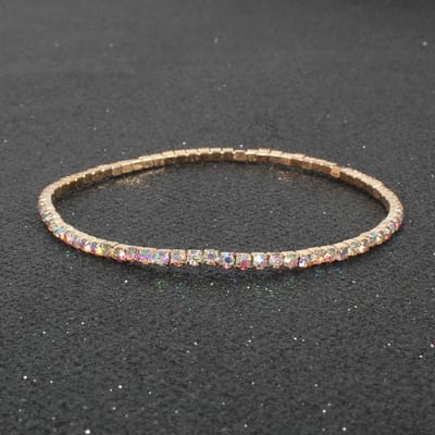 Bracelet Tennis Multi Zirconia Cubique Bracelet Élastique Doré pour Femmes Port Multi-couches Bijoux Streetwear black