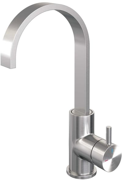 Brauer Brushed Edition Hoge Opbouw Wastafelmengkraan met Draaibare Platte Uitloop Model B RVS Geborsteld PVD