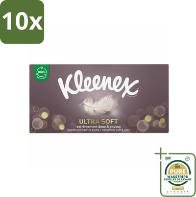 10 x Kleenex Tissues Ultra Soft 64 stuks per verpakking - Grootverpakking - Kleenex Ultrasoft Tissues - Zachte Tissues - Verkoudheid - Tranen - Gezicht Opfrissen