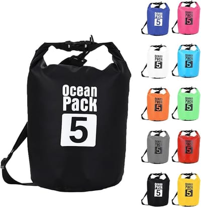 Famanu – Zwarte waterdichte dry bag - beschikbaar in 2L - 5L - 10L - 15L - 20L en 30L - met verstelbare riem en roll-top sluiting - beschermt telefoon en kaarten - multifunctioneel voor zwemmen - rafting - kajakken - varen - kamperen en strandgebruik