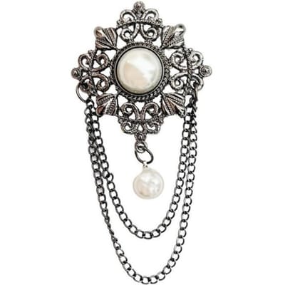 Dames vintage barok embleem modeaccessoires Europees patroon parelketting spelden pak borstspelden vintage borstspelden gray