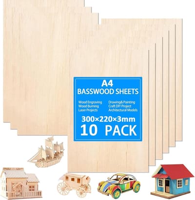 Houten Plaat - Multiplex Bladen - Hobby Projecten - Lindenhout Materiaal - 29.9 x 22 cm - Houtkleur