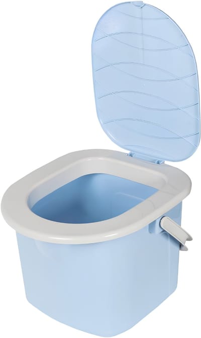 AHD® Toiletemmer Met Deksel - Toiletemmer - Draagbaar Toilet - Blauw - ‎26cm x 37cm x 26cm