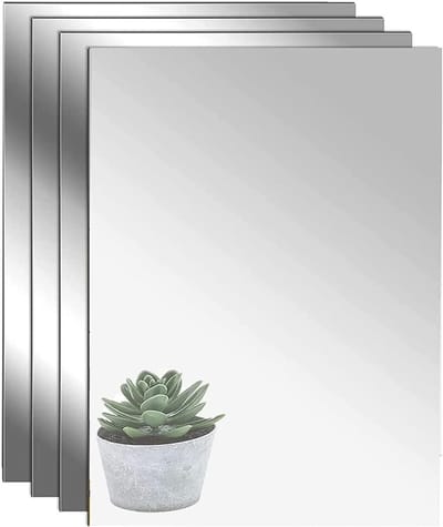 Zelfklevende Spiegels - Set van 4 Flexibele Spiegeltjes voor Wanddecoratie, A4 Formaat, Ideaal voor Creatieve Projecten en Interieurstyling