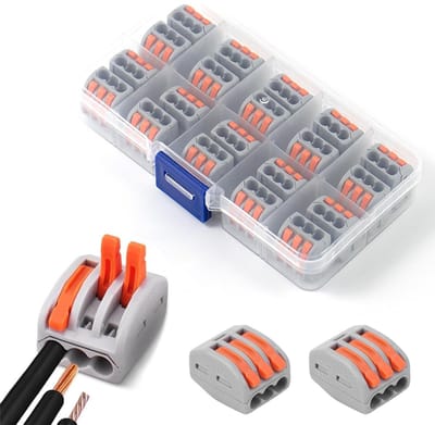 Set van 20 Elektrische Snelle Kabel Terminals met 3 Ingangen voor Stevige en Flexibele Draadverbindingen voor Online Circuits en Projecten