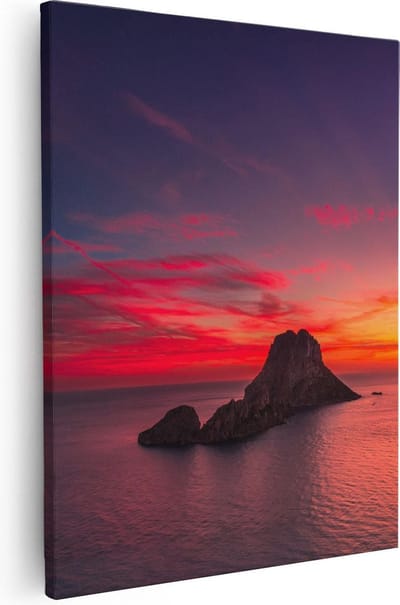 Artaza Canvas Schilderij Zeezicht - 40x50 cm - Wanddecoratie Zonsondergang - Muurdecoratie Woonkamer - Kamer Accessoires
