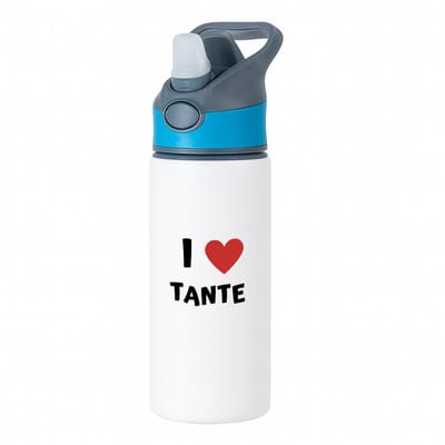 Hacebo® - I love tante waterfles met rietje blauw - Tante - de liefste tante - verjaardag - cadeautje voor tante - tante artikelen - kado - geschenk - water fles - 650ML