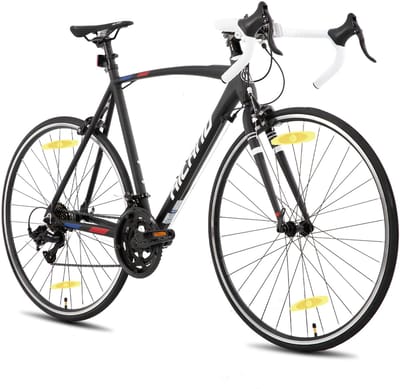 HILAND Racefiets - 700 x 32C - 14 Versnellingen - Lichtgewicht Aluminium Frame - Wielrenfiets voor Heren & Dames - Zwart 57