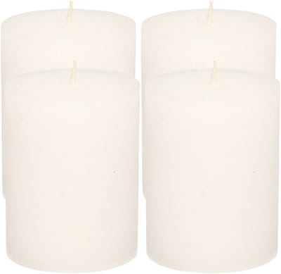 Atmosphera Stompkaars - 4x - wit - 7 x 9 cm - middel rustiek model - cilinderkaars - kaars