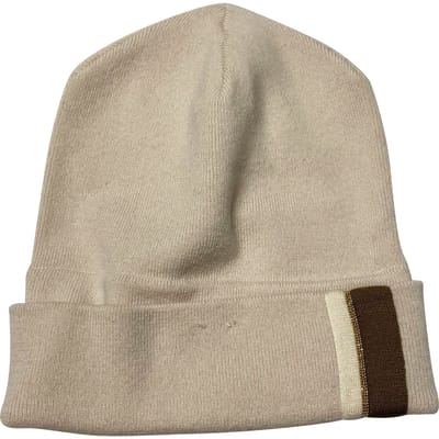 Brunello Cucinelli Gebreide Muts met Monili in Beige Kasjmier