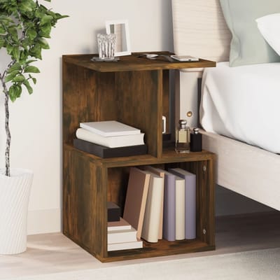 vidaXL - Nachtkastje - 35x35x55 - cm - bewerkt - hout - gerookt - eikenkleurig