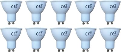 GU10 spot 10 stuks | PAR16 bajonetsluiting | LED 8W=48W | daglichtwit 6400K