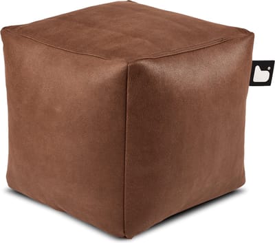 Extreme Lounging - b-box luxury - vierkante poef - voor binnen - comfortabele leatherlook - 40x40cm - Chestnut