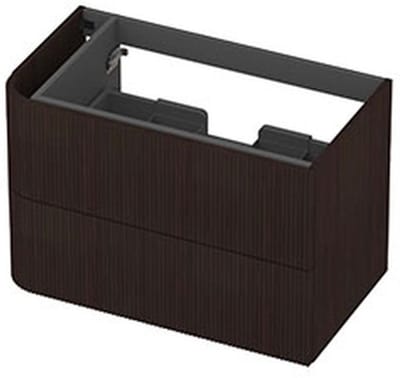 INK - Links Afgeronde Onderkast Fineer 2 Laden Softclose met Gefreesd Front Tbv Grepen - 800x450x520 Mm - Dark Veneer