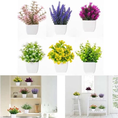 6 Stuks Kunstmatige Simulatie Bloemen - Kunstmatige Planten Met Bloempotten - Mini Pot Planten - Geschikt Voor Home Office Desktop Decoratie