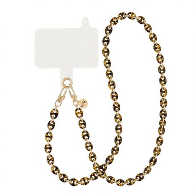 xoxo Wildhearts Telefoonkoord met clip - Marble Brown - lang koord - acryl telefoonkoord - geschikt voor iPhone / Samsung - bruin