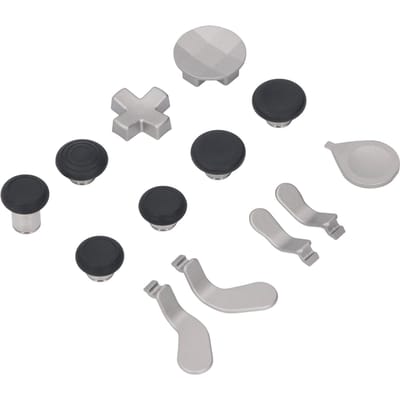Pack de composants de manette de jeu argenté avec étui de rangement, station de charge, 6 joysticks, 4 palettes, 2 D