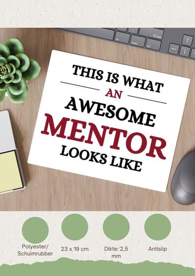 Akyol - awesome mentor looks like Muismat - Mentor - je mentor - school - verjaardagscadeau - kado - gift - 23 bij 19 cm
