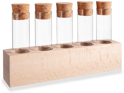 Dailygoods- Kruidenrek Hoogwaardige Kwaliteit - Kruidenrek met Reageerbuisjes - Houten Kruidenrek - 50 ml Glazen Vazen - Duurzaam Gemaakt in Duitsland - Kruidenhouder